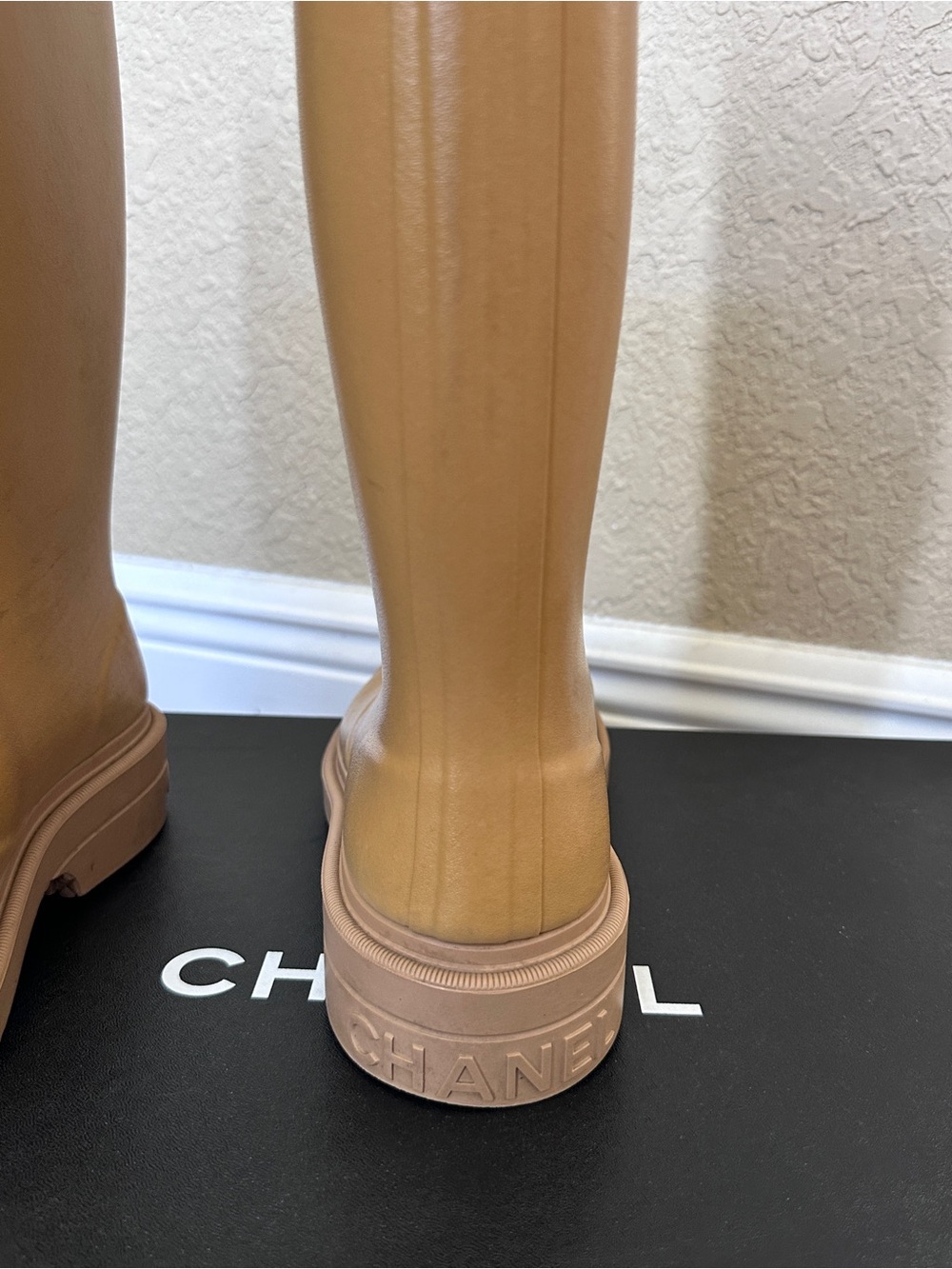 CHANEL Tan Boots with Cream CC Logo - Picture 8 of 16